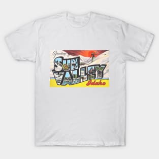 Greetings from Sun Valley Idaho, Vintage Large Letter Postcard T-Shirt